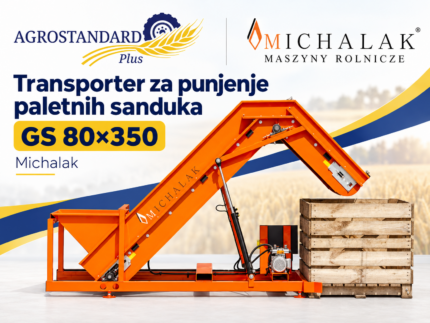 Michalak GS 80×350 transporter za punjenje paletnih sanduka povrćem sa podesivom visinom istovara