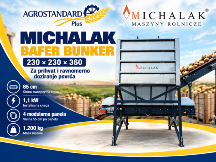 Michalak bafer bunker za povrće sa modularnim panelima i transportnom trakom