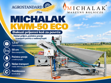 Michalak KWM-50 ECO đakuzi prijemni koš za povrće sa vodenom kupkom i izlaznim transporterom