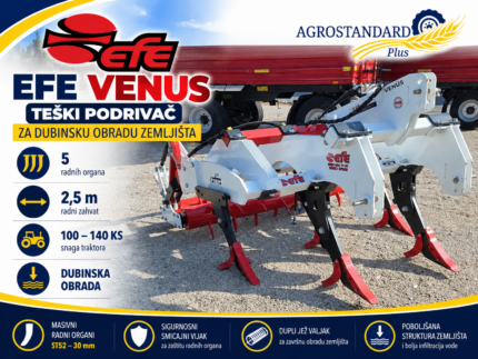 EFE VENUS podrivač 2,5 m sa pet radnih organa i duplim jež valjkom