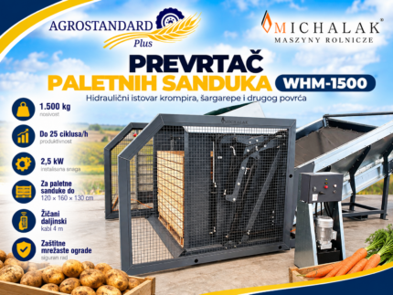 Michalak WHM-1500 hidraulični prevrtač paletnih sanduka za istovar povrća
